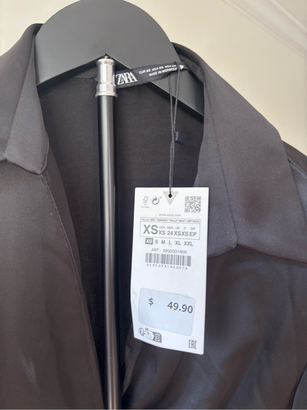 Zara Black Satin Button-Down Blouse - Picture 4 of 6